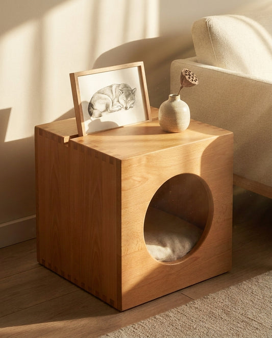 Pet Memorial Furniture | Wooden Cat House & Side Table | ZenPaw