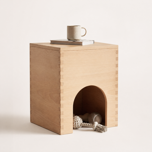 Wooden Cat House with Storage & Side Table | ZenPaw Hideaway