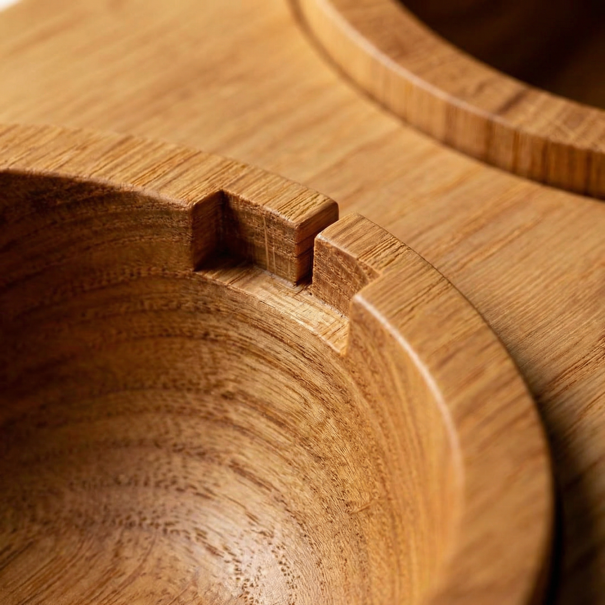 Traditional mortise and tenon joint detail on screw-free wooden dog feeder