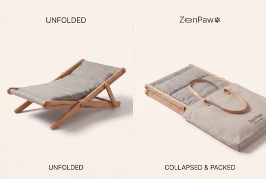 Foldable Solid Wood Pet Bed for Travel | ZenPaw Nomad